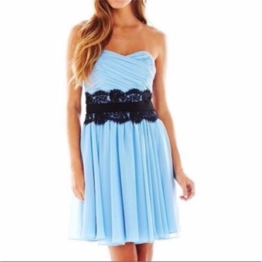 Pearl Giorgina Chapman NWT sz 4 prom or cocktail dress baby blue and black lace
